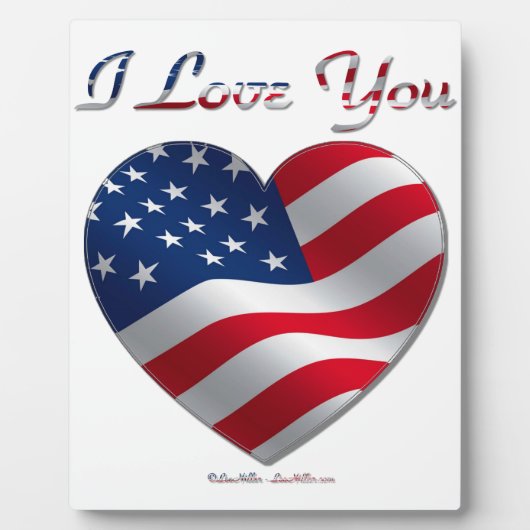 Plaque Photo USA Flag Heart Je t'aime (Devant)