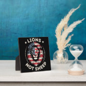 PLAQUE PHOTO USA FLAG, LIONS NON SHEEP (Insitu)