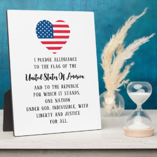 Plaque Photo USA Le serment d'allégeance American Flag Heart