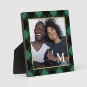 Plaque Photo Vacances vert Plaid avec Monogramme Photo (Recto)