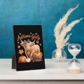 Plaque Photo Vache Highland Chute Automne Fille Thanksgiving C (Côté)