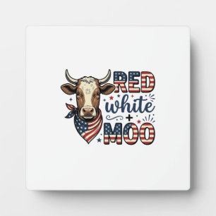 Plaque Photo Vache Patriotique Rouge Blanc Moo Chemise 4 Juille