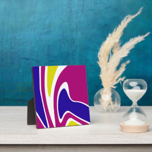 Plaque Photo Vagues de liquide ondulées bleu jaune violet