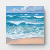Plaque Photo Vagues de l'océan bleu | Art de la mer de la plage (Devant)