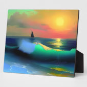 Plaque Photo Vagues océaniques dramatiques et reflet des couche (Côté)