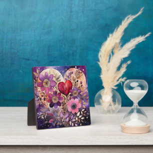 Plaque Photo Valentine Floral Heart Art