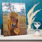 Plaque Photo Valentine Heart Miniature Brown Horse (Côté)