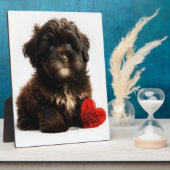 Plaque Photo Valentine la plus fine, Chiot Havanais au chocolat (Côté)