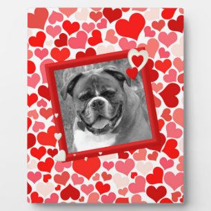 Plaque Photo Valentines Boxer Chien Coeurs