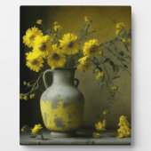 Plaque Photo Vase antique de fleurs jaunes (Devant)