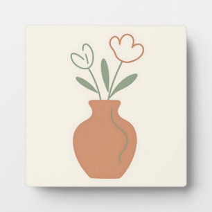 Plaque Photo Vase de tulipes minimaliste en ligne artistique