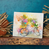 Plaque Photo Vélo et fleurs (Côté)