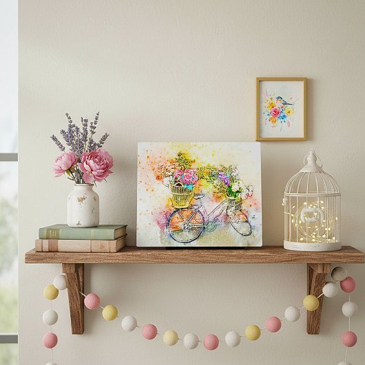 Plaque Photo Vélo et fleurs