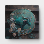 Plaque Photo Verdigris Zodiac Taurus Metal Art (Devant)