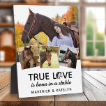 Plaque Photo Véritable Amour Cheval Lover Personnalisé 4 Photo<br><div class="desc">True Love was Born in a Stable! A la recherche d'un cadeau cool pour les amateurs de chevaux, une plaque de collage photo unique et élégante, parfaite pour les amateurs de chevaux et d'équestre. Cet article d'une nature particulière comprend l'expression "True Love is born in a Stable" avec un design...</div>
