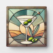 Plaque Photo Verre teinté du milieu du siècle 2 Martini olive (Devant)
