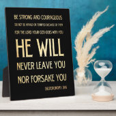 Plaque Photo Verse biblique scripturaire - Deutéronome 31:6 (Côté)