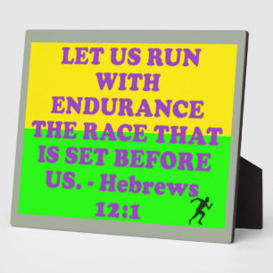 Plaque Photo verset biblique des Hébreux 12:1.