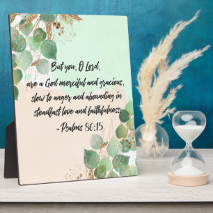 Plaque Photo Verset de la Bible Psaume Feuilles Vertes Or Écrit