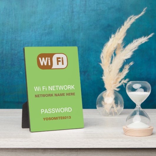 Plaque Photo Vert clair Simple Élégant Info WiFi (Côté)