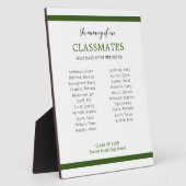 Plaque Photo Vert foncé En Mémoire De Nos Classmates (Côté)