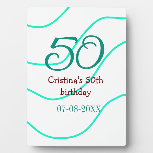 Plaque Photo Vert rouge 50 anniversaire ajouter nom date p (Devant)