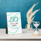 Plaque Photo Vert rouge 50 anniversaire ajouter nom date p (Côté)