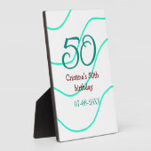 Plaque Photo Vert rouge 50 anniversaire ajouter nom date p (Côté)