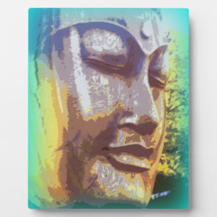 Plaque Photo vert visage bouddha