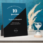 Plaque Photo Vertical Employee years of service award blue (Côté)