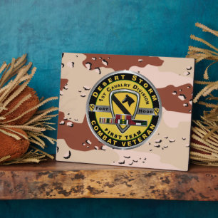 Plaque Photo Vétéran de la 1re division de cavalerie Desert Sto