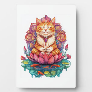 Plaque Photo Vibes de chat zen � Kitty méditant psychédélique