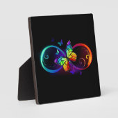 Plaque Photo Vibrant infinity with rainbow butterfly on black (Recto)