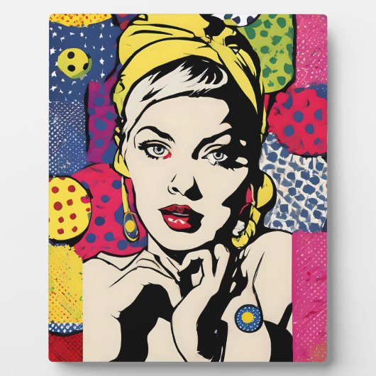 Plaque Photo Vibrant Pop Art Portrait Retro Art (Devant)