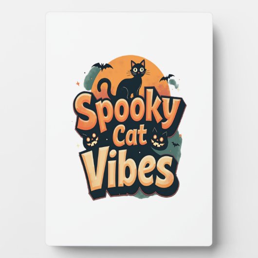 Plaque Photo Vibrations de Chat Effrayant (Devant)