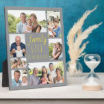 Plaque Photo Vie familiale 7 Photo gris et jaune<br><div class="desc">Plaque photo personnalisée avec citation familiale. "Family Life is the Best Life" est écrit en script décontracté et en typographie de police maigre et le design a une palette de couleurs moderne de gris et jaune (modifiable). Ajoutez vos photos, en travaillant dans le sens des aiguilles d'une montre en haut...</div>