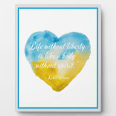 Plaque Photo Vie Sans Liberté Citation Ukraine Coeur (Devant)