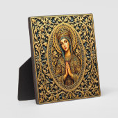 Plaque Photo Vierge Marie Révérence Dorée (Recto)