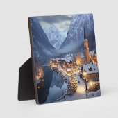 Plaque Photo Village européen en hiver, AI, (Recto)