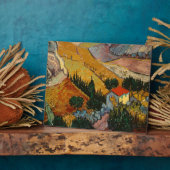 Plaque Photo Vincent van Gogh | Paysage avec Maison & Plowman (Côté)