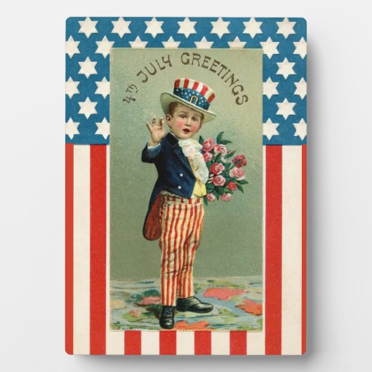 Plaque Photo Vintage 4 juillet Young Uncle Sam (Devant)