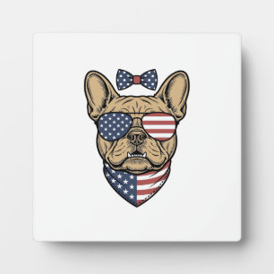 Plaque Photo Vintage Bulldog français patriotique Vector Art_1