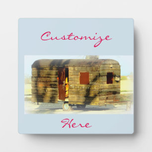 Plaque Photo Vintage classic weathered wood caravan