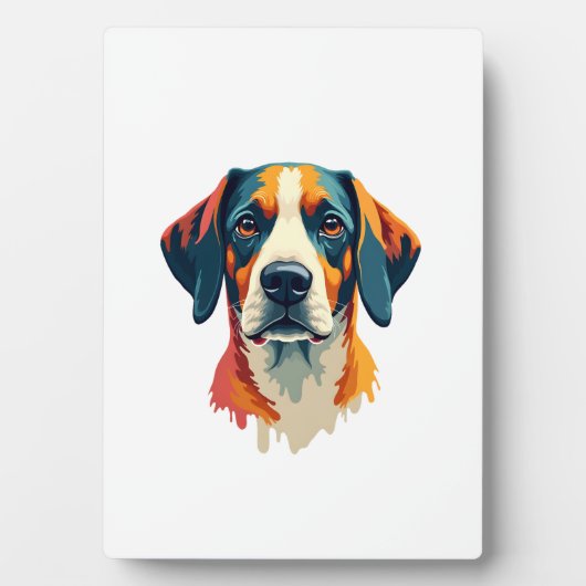 Plaque Photo Vintage Colorful Dog Portrait Pop Art Style Pet Il (Devant)