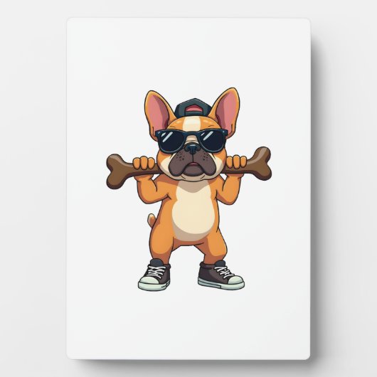 Plaque Photo Vintage Cool French Bulldog Carrying Bone Cartoon  (Devant)