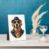 Plaque Photo Vintage Cool Golden Retriever Dog in Sunglasses an (Côté)