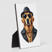 Plaque Photo Vintage Cool Golden Retriever Dog in Sunglasses an (Côté)
