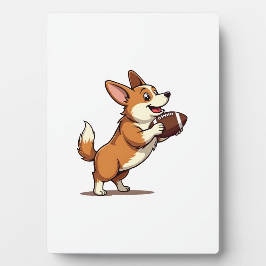 Plaque Photo Vintage Corgi Football Dog Illustration Retro Spor (Devant)