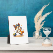 Plaque Photo Vintage Corgi Volleyball Dog Vector Illustration S (Côté)