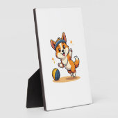 Plaque Photo Vintage Corgi Volleyball Dog Vector Illustration S (Côté)